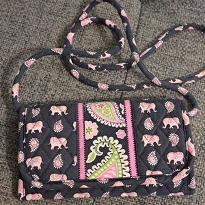Vera Bradley Pink and Black Elephant Crossbody Bag